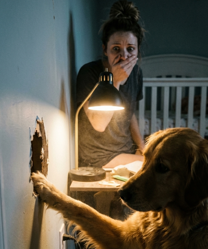 My dog ​​started scratching furiously at the wall behind my eight-month-old daughter’s crib: at first we thought she was just going crazy, but when we looked inside the wall, we found something truly terrifying.