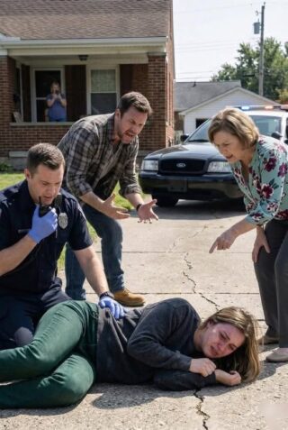 “Get up, stop pretending!” my husband shouted as I lay frozen in the driveway. His mother accused me of ruining his birthday and seeking attention. But when the paramedic examined my legs, she immediately called the police.