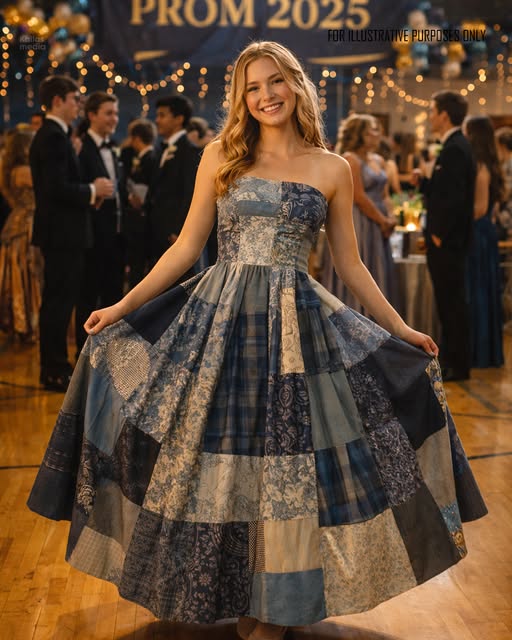 I Sewed a Dress From My Father’s Shirts for Prom in His Honor – My Classmates Laughed Until the Principal Took the Mic and the Room Fell Silent