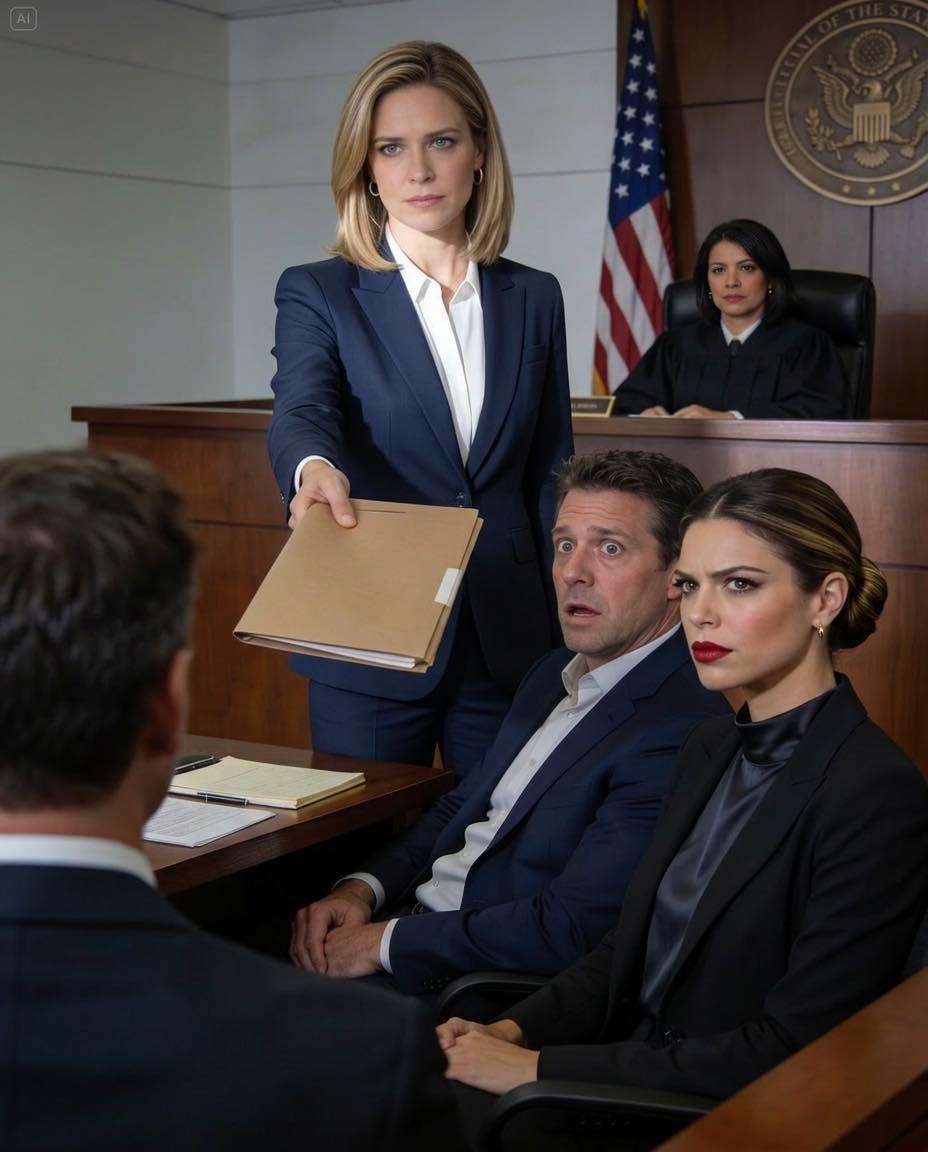 My husband threw his head back and laughed in court. ‘She’s just a housewife—after my money,’ he said, as his fiancée smirked like the verdict was already hers. ‘She doesn’t even have a job.’ The words hit hard, but I stood anyway, pulled a folder from my bag, held it out before the judge, and said, ‘Your Honor, I invested $72,000…’”