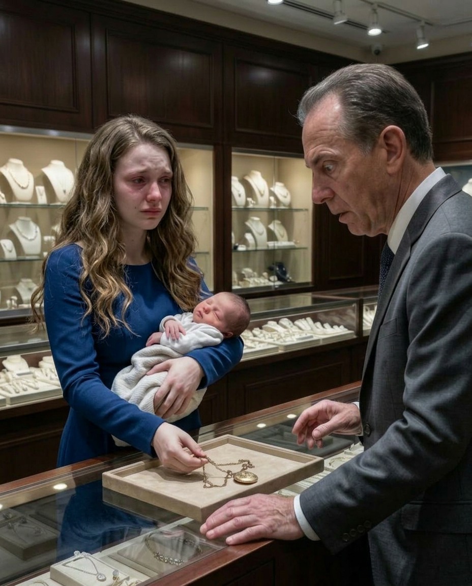 After giving birth, my husband kicked me and our newborn onto the street. Broke and desperate, I tried selling my lifelong necklace. The jeweler turned pale and whispered: “Your father has been searching for you for twenty years.”
