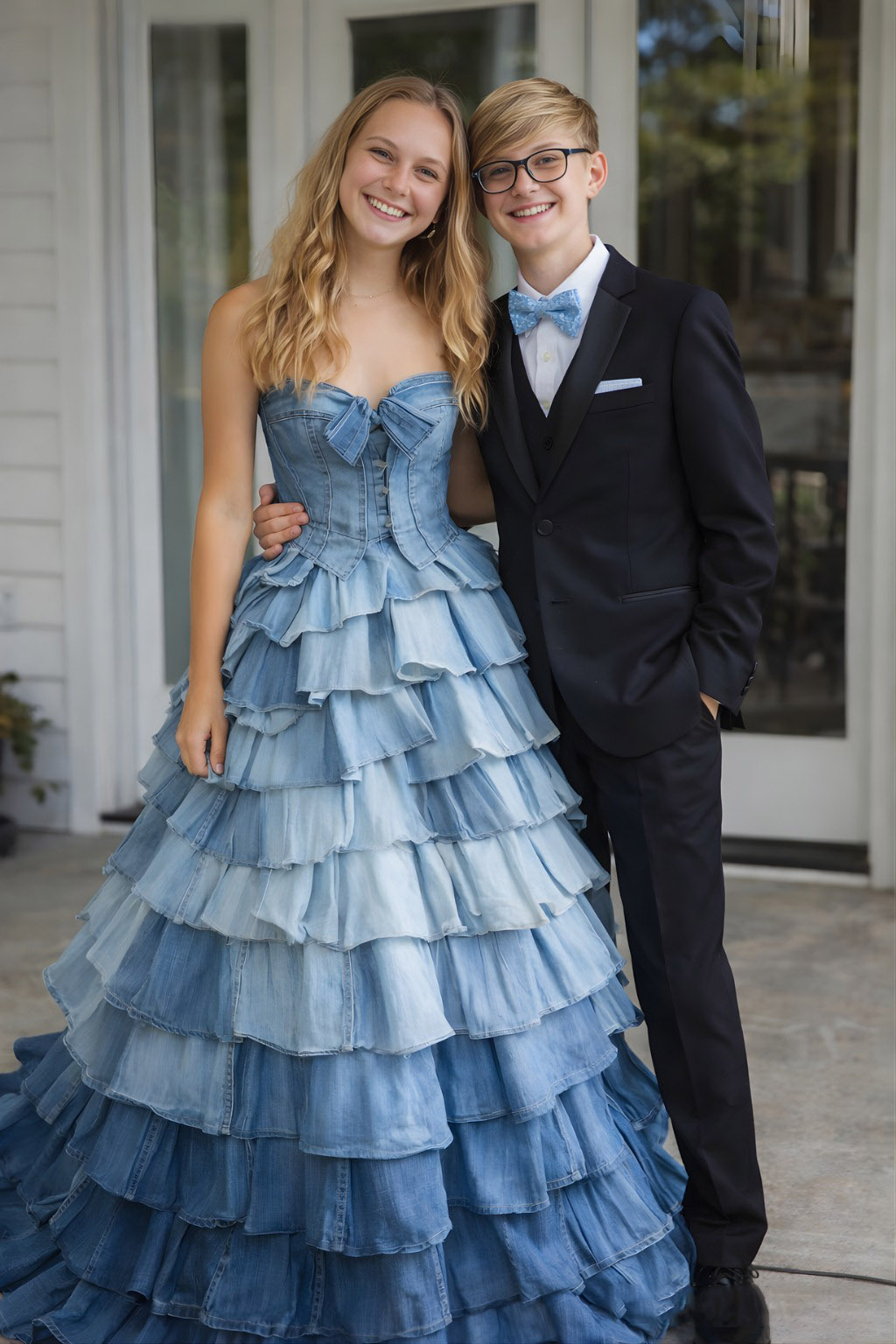 My stepmother refused to buy me a dress for the high school prom; my brother sewed one out of an old pair of our mother’s jeans, and what happened next left her speechless.