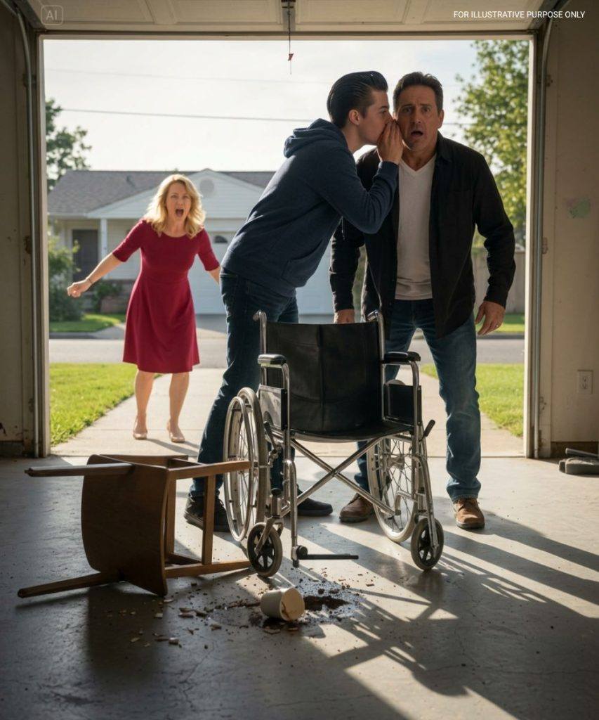 My wife left for a “girls’ trip,” leaving me with our paralyzed son, who hasn’t walked in six years. The moment her car left the driveway, he stood up and walked to me. He whispered, “Dad, we need to leave this house now…” I dropped my coffee and ran to the garage. As I started the car, we heard….