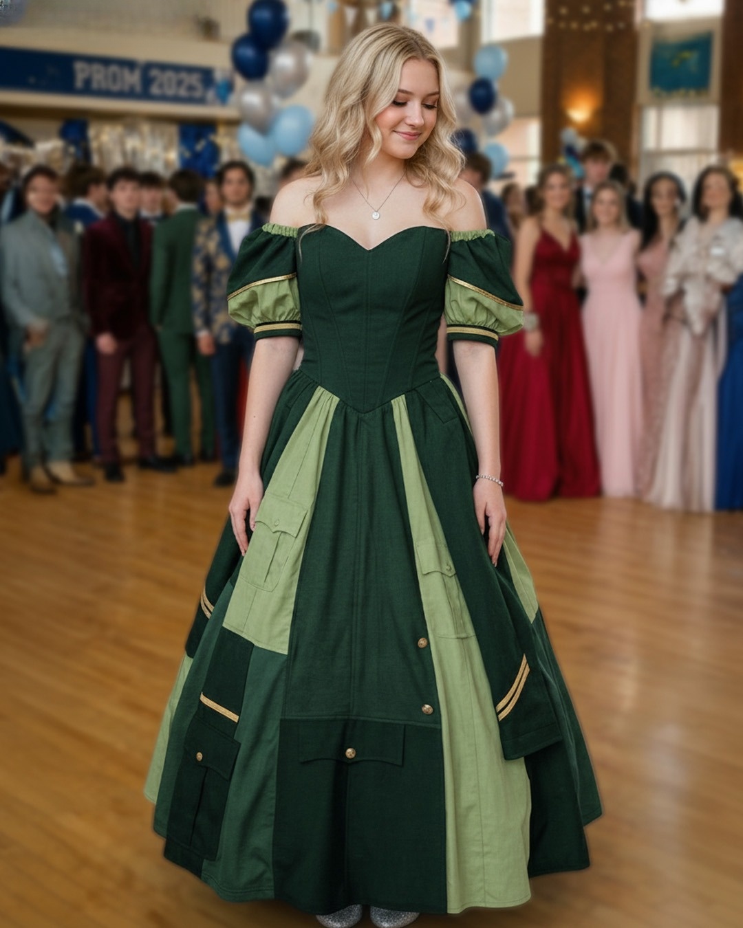 My Daughter Made Her Prom Dress Out of Her Late Father’s Uniform – When Her Mean Classmate Poured Punch on It, the Girl’s Mother Grabbed the Mic and Said Something That Froze the Whole Gym