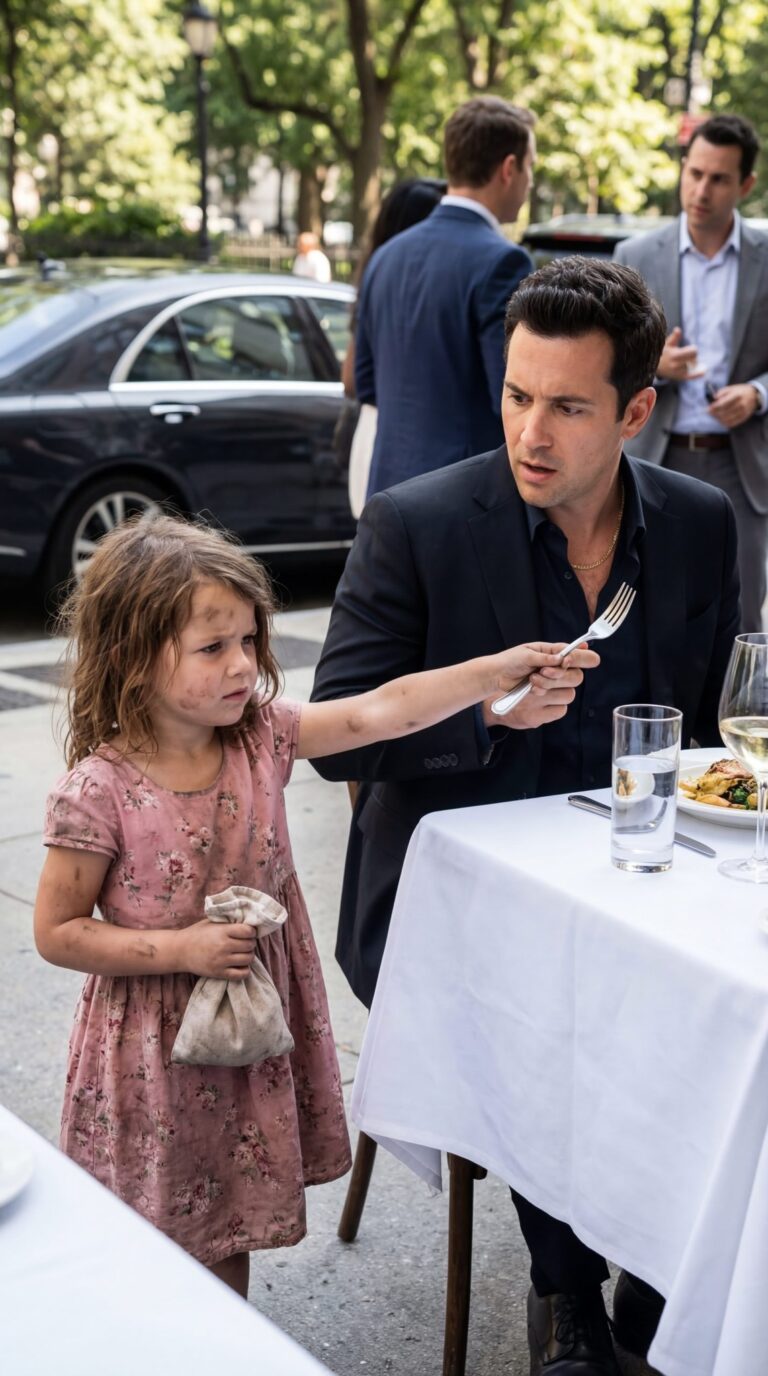 A Powerful Restaurant Owner Sat Calmly at the Center of a Private Dinner, Trusting Everyone Around Him — Until a Shivering Little Girl Ran In From the Rain and Begged Him Not to Take the First Bite