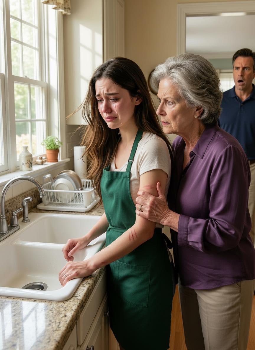 I used to think my wife was just clumsy—always brushing off the bruises on her wrists with, “I bumped into something, it’s nothing.” Then the kitchen camera showed my mother crushing her wrist and whispering, “Don’t let my son find out.” I replayed it three times, and what made my bl:ood run cold wasn’t just that moment