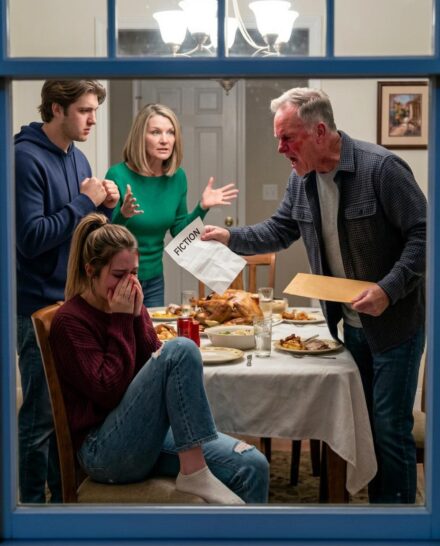 Even after years of tension, I invited my family for Thanksgiving. Mid-dinner, my dad slid me a fake eviction notice—“Seven days,” my mom smiled. I stayed calm… until my best friend handed him an envelope that wiped the color from his face when he read it.
