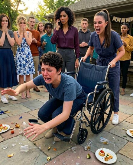 My sister told everyone I was fa:king paralysis for sympathy—then yanked my wheelchair and sent me cra:shing to the floor in front of 100 guests. What she didn’t notice was who was already behind her, dialing 911.